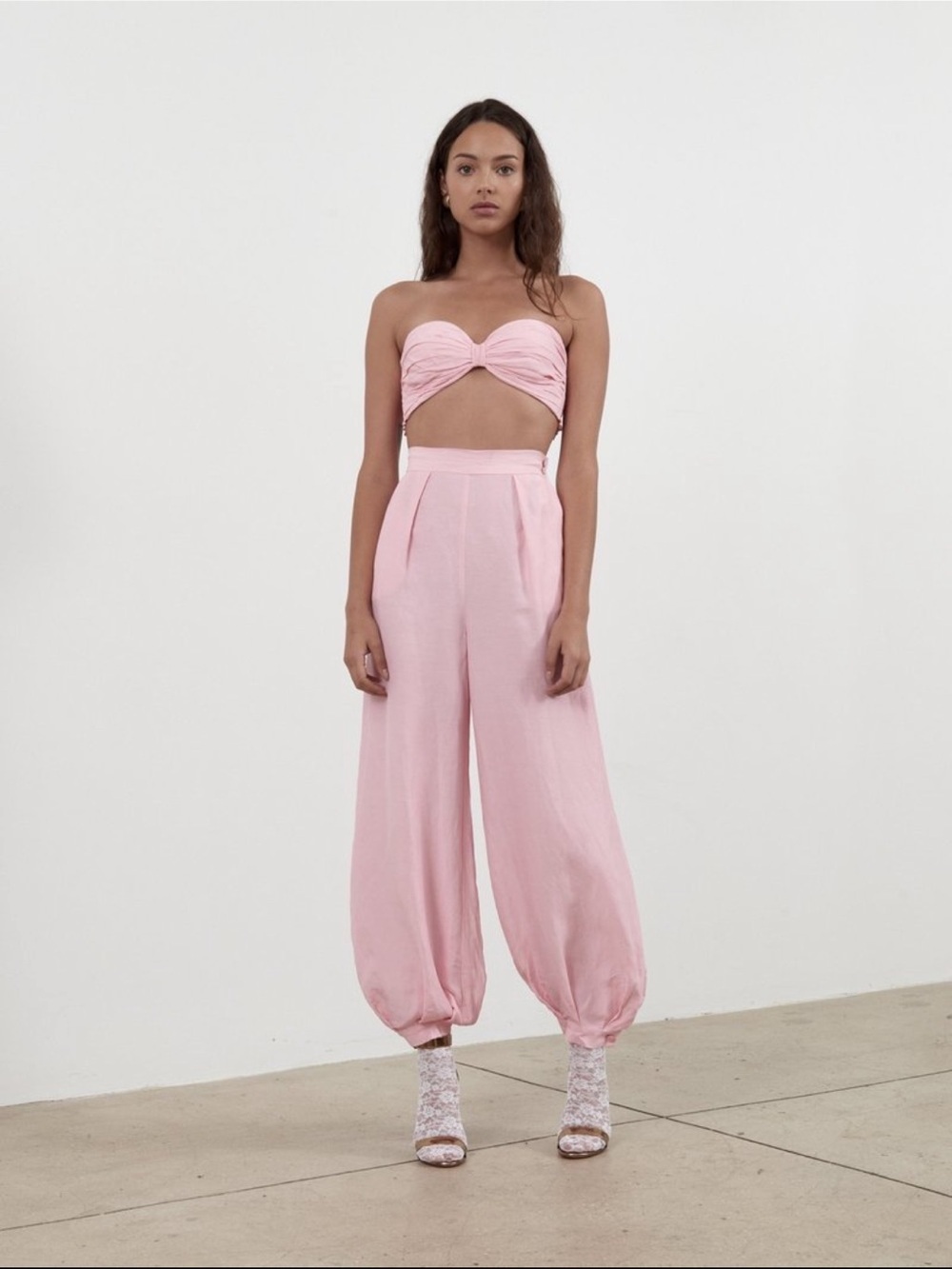 Ronny Kobo Collection Petal Pale Pink Mayah Top + Kristine Leg Balloon Pants 🌸 M